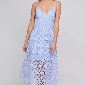 Blue ASTR Midi Lace Dress